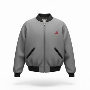 Vintage DeLong Varsity Bomber Jacket Grey Black Trim Jacket Wooi Blend XL